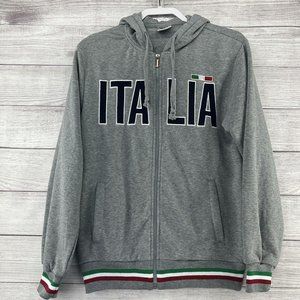 Chip Italia Flag Sweatshirt Hooded Jacket Gray Soccer Sz L